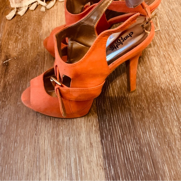 Charlotte Russe Shoes - Charlotte Russe Bold Orange platform strappy with buckle Heels 9